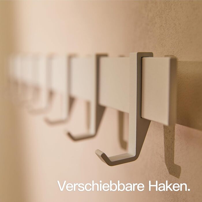Стійка для одягу Designfabrik Hamburg, настінна металева вішалка з рухомими гачками, 80 см, сучасний дизайн, чорна матова/матова біла