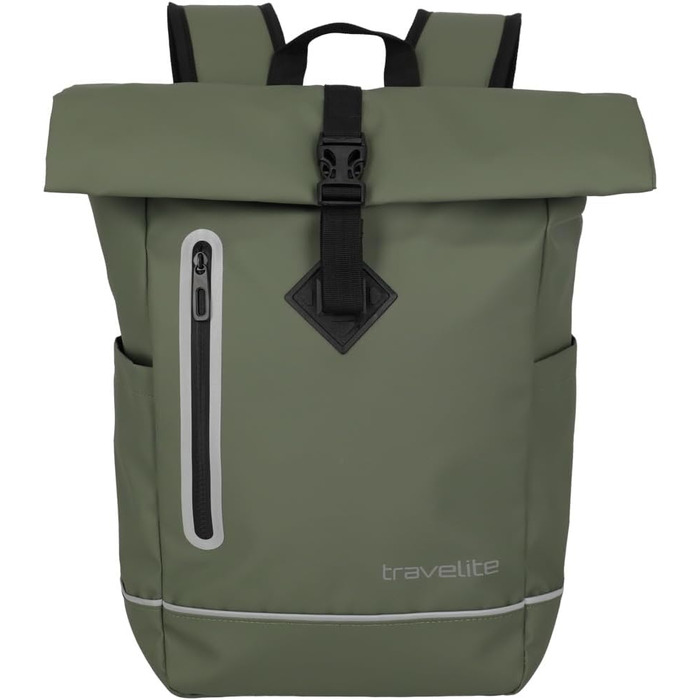 Рюкзак Travelite BASICS Rolltop 19 л, водонепроникний, велосипедний, з відбивачами, оливковий, 48 см