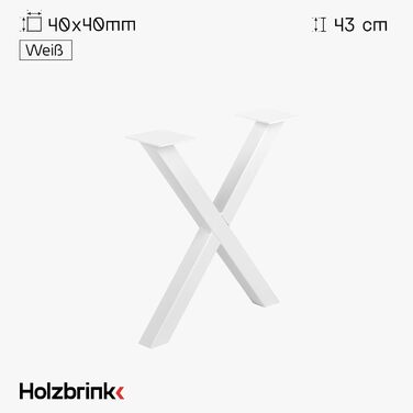Ніжка столу HOLZBRINK металева біла Х-подібна форма 40x43 см