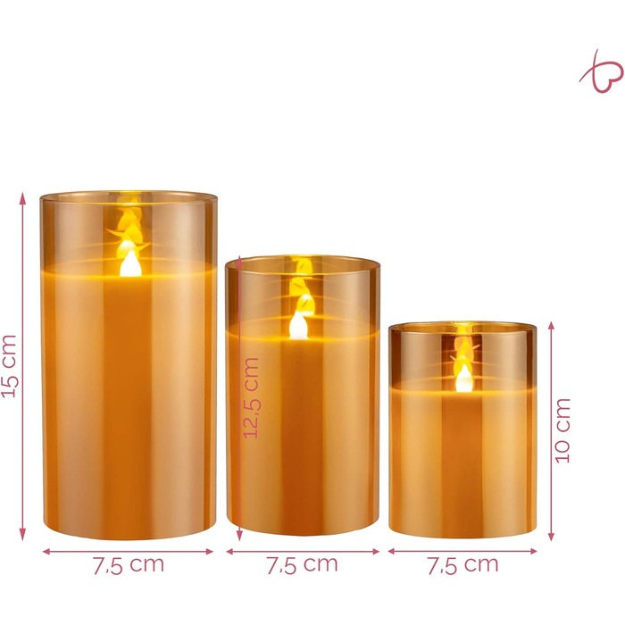 Свічки LED Pauleen Classy Golden, набір 3 шт., з батарейкою та таймером 6 годин, золотисті, імітація воскової свічки