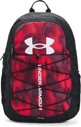 Рюкзак Under Armour Hustle Sport унісекс, спортивний водонепроникний рюкзак із відділенням для ноутбука, червоно-чорно-білий
