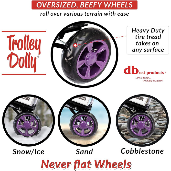 Складна господарська сумка-візок dbest products Trolley Dolly, фіолетова