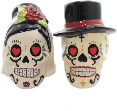 Керамічні сільничка та перечниця Pacific Giftware з черепами, День мертвих, декор