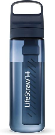 Фільтрована пляшка LifeStraw Go 651 мл без BPA для подорожей і щоденного використання – очищає воду від бактерій, паразитів, мікропластику та покращує смак (колір Aegean Sea)
