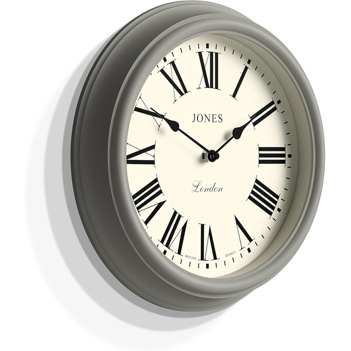 Настінний годинник JONES CLOCKS 30 см круглий зелений, римські цифри, класичний дизайн для кухні, вітальні або спальні