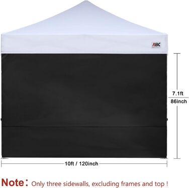 Бічна стінка для тенту ABCCANOPY SunWall 3x3 м, 3 шт, чорна, тільки бокова панель
