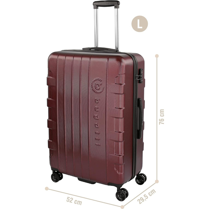Валіза Bugatti Galatea 38L, 4 колеса, TSA замок, 55x38x23,5 см, червона, набір