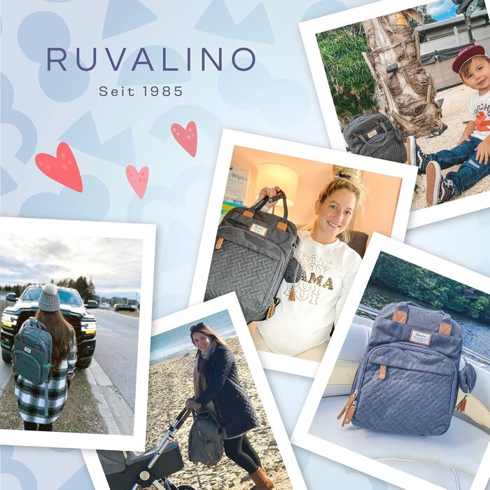 Дитячий рюкзак-органайзер RUVALINO для мами й тата, темно-сірий, з пеленальним килимком, тримачем для пустушки та ременями для коляски, багатофункціональна сумка для підгузків