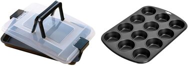 Форма для випікання KAISER Inspiration з кришкою 42x29x4 см + форма для мафінів на 12 штук 38x27 см, антипригарне покриття, стандартний розмір, для кексів і мафінів