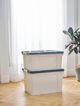 Пластикова коробка для зберігання Cetomo з міцною кришкою та безпечним замком, біла, 45 л, 3 шт, штабельована