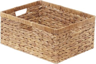 Кошик для зберігання StorageWorks з водяної гіацинти 42x33x19 см, плетений прямокутний кошик з подвійними ручками, натуральний