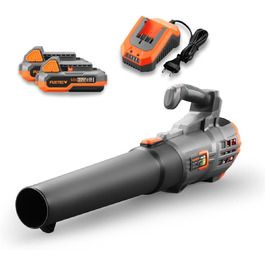 Акумуляторний повітродув FUXTEC 20V FX-E1LB20 з 2 акумуляторами Li-Ion 2Ah та зарядною станцією 2,4A, для саду, доріжок і подвір'я, тиха робота, швидкість до 38 м/с