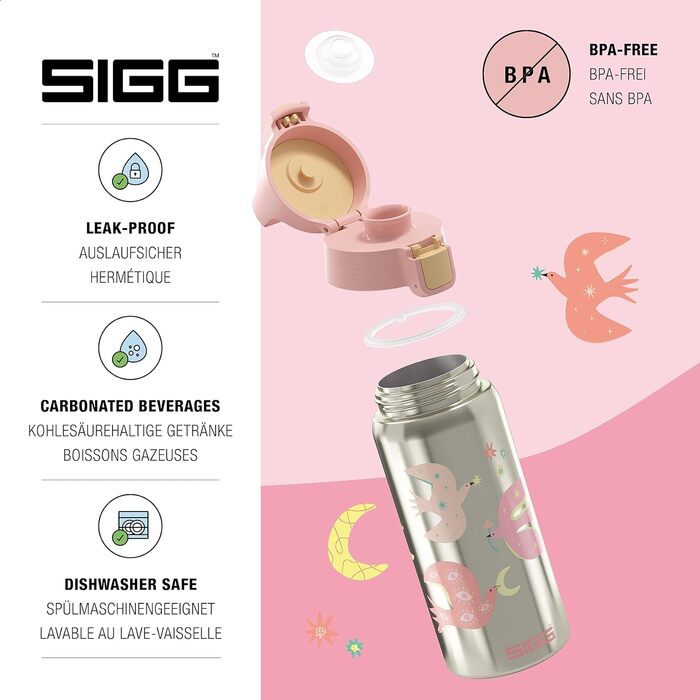 Дитяча ізольована пляшка для напоїв SIGG Shield Therm ONE 0,5 л, підходить для газованої води, герметична, легка, BPA-free, Fly Away