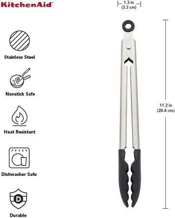 Кухонні щипці KitchenAid Gourmet з нержавіючої сталі, чорні