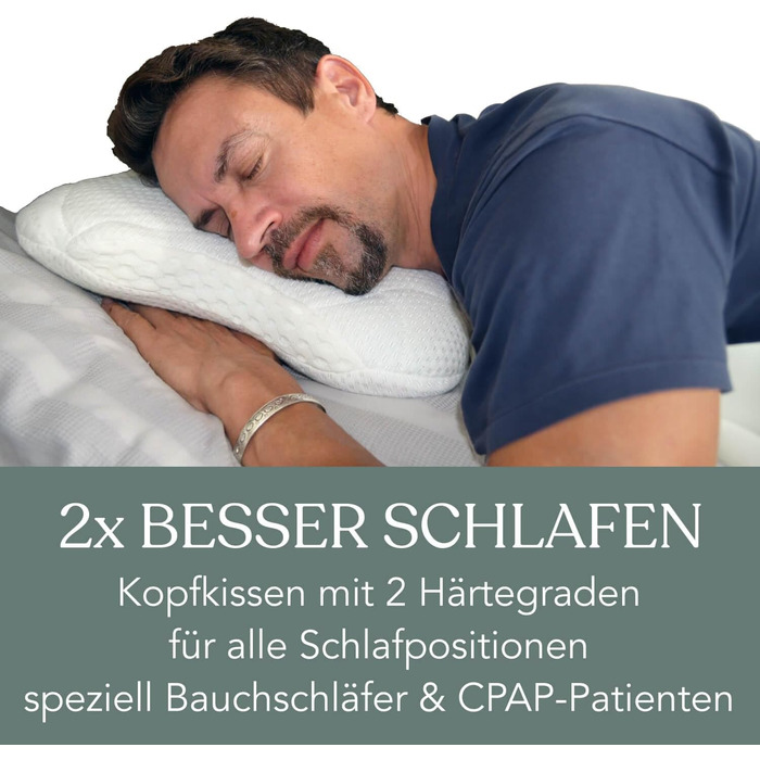 Ортопедична подушка для сну Traumreiter CPAP з пам’яттю форми, для бокового сну, середньої та жорсткої жорсткості, для всіх CPAP-масок, проти апное