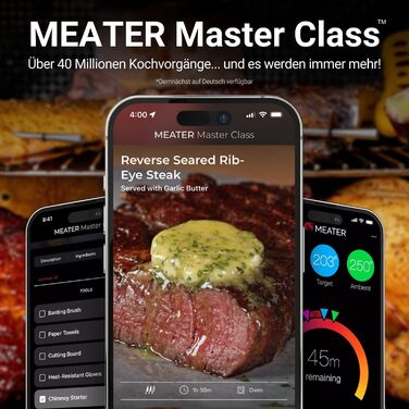 MEATER Pro 2 Plus – Розумний м'ясний термометр нового покоління, водонепроникний, до 550°C, для кухні, BBQ і гриля, багатосенсорний, велика дальність