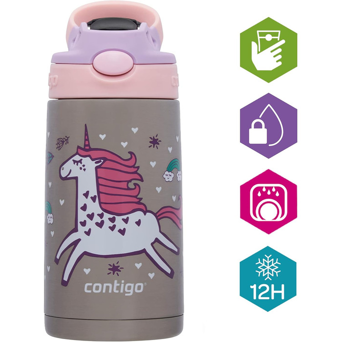Дитяча пляшка для води Contigo Easy Clean Autospout з трубочкою, 420 мл, BPA-free, герметична, для школи, садка та спорту
