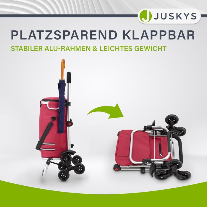 Сумка-візок Juskys 3в1 для сходів, 56 л, складана, червона – універсальний шопер, візок-сходовий, сумка-тележка для покупок