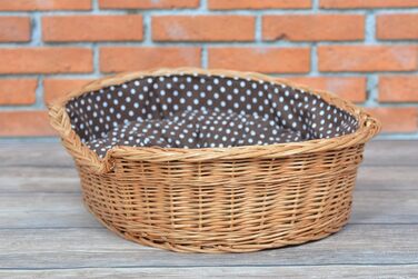 Плетений кошик для собак і котів з подушкою, натуральна лоза, 80x60x26 см, лежак для тварин