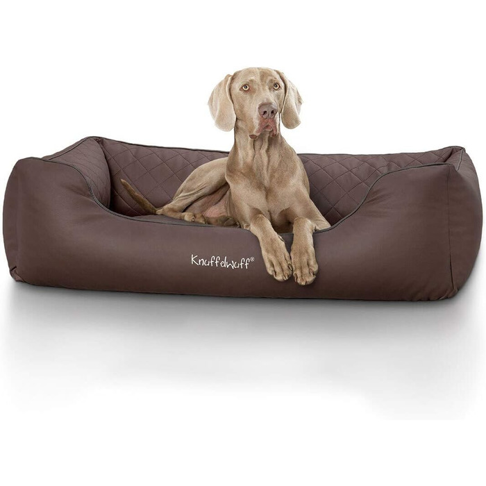 Лежак для собак Knuffelwuff Milan XXL, штучна шкіра, коричневий, 120x85 см, знімний чохол, м'яке собаче ліжко, що миється
