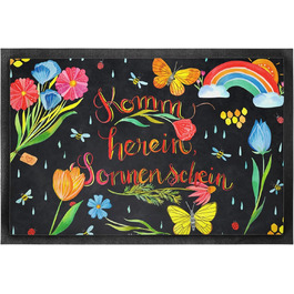 Килимок для входу Mr. & Mrs. Panda 'Заходь, сонечко' 40x60 см – весняний декор, квіти, натуральний, мотиваційний подарунок, дверний килимок для вулиці