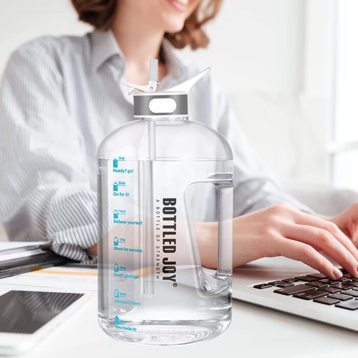 Пляшка для води з трубочкою 3.5 л, BPA-free, герметична, пластикова спортивна пляшка з часовими мітками для фітнесу, офісу, дому та активного відпочинку