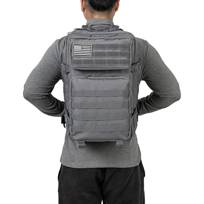 Тактичний рюкзак QT&QY 45 л армійський Molle для чоловіків, військовий штурмовий рюкзак Bundeswehr для туризму, трекінгу, 3-денний рюкзак (3.1 сірий)