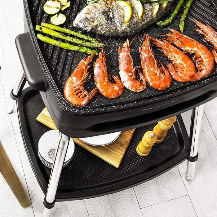 Електричний гриль Cecotec PerfectCountry BBQ, настільний, 2400 Вт, регульована температура, решітка з нержавіючої сталі, 3 рівня висоти, піддон для жиру