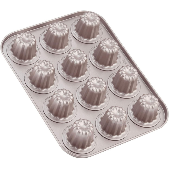 Форма для випікання CHEFMADE, міні канеле, антипригарна, 12 отворів, для кексів і мафінів, шампань золото