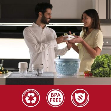 Guzzini Сушарка для салату з кришкою SPIN&STORE, оливкова, 26 см, 4000 мл, Kitchen Active Design