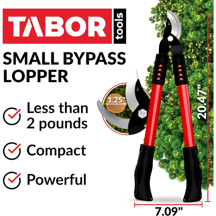 Секатор для свіжої деревини TABOR TOOLS GL18E, 50 см, діаметр зрізу до 25 мм, антипригарні леза, ергономічна ручка