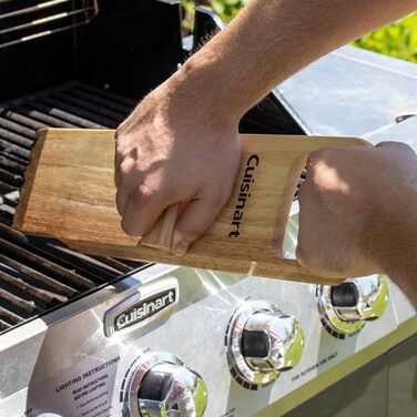 Щітка для чищення гриля Cuisinart CCB-100 з трьома рядами щетини, дерев'яний скребок, аксесуар для BBQ
