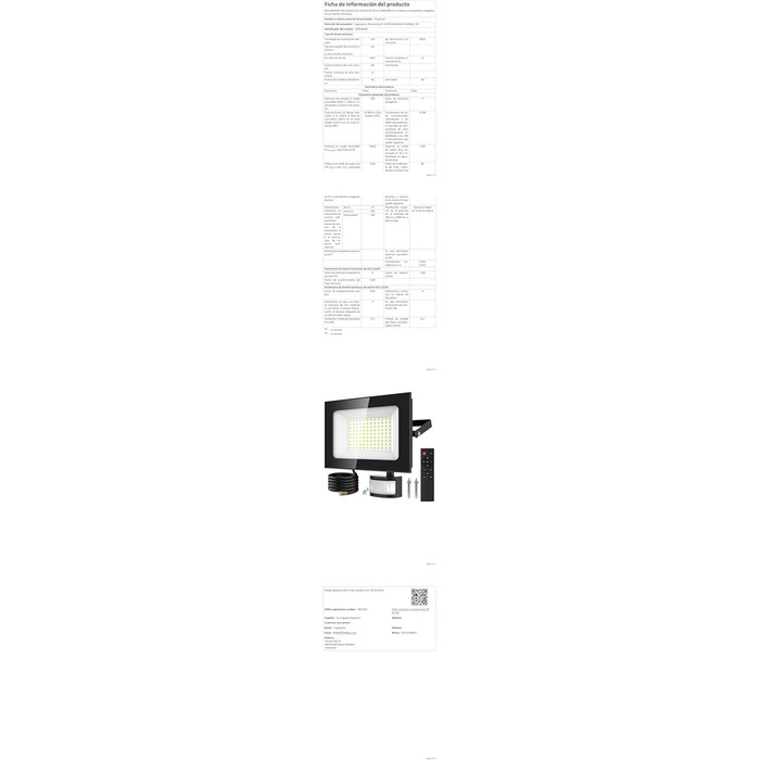 LED прожектор Viugreum 100W з датчиком руху, 15000 Лм, IP67, холодне світло, з пультом, для вулиці, саду, водонепроникний, комплект 2 шт.