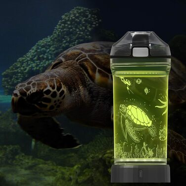 Дитяча пляшка для води з 3D LED черепахою, Tritan, 400 мл, BPA Free, оригінальна, для школи та подорожей, подарунок для дівчаток і хлопчиків
