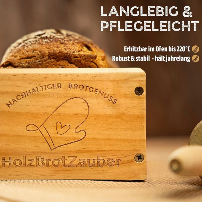 Форма для випікання хліба 30 см з букового дерева HOLZBROTZAUBER, з роздільником, для домашнього хліба до 1,5 кг