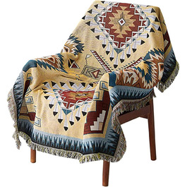 Плед Boho для дивана 130×180 см, в'язаний плед з китицями, декоративний накидка для ліжка, дивана та крісла