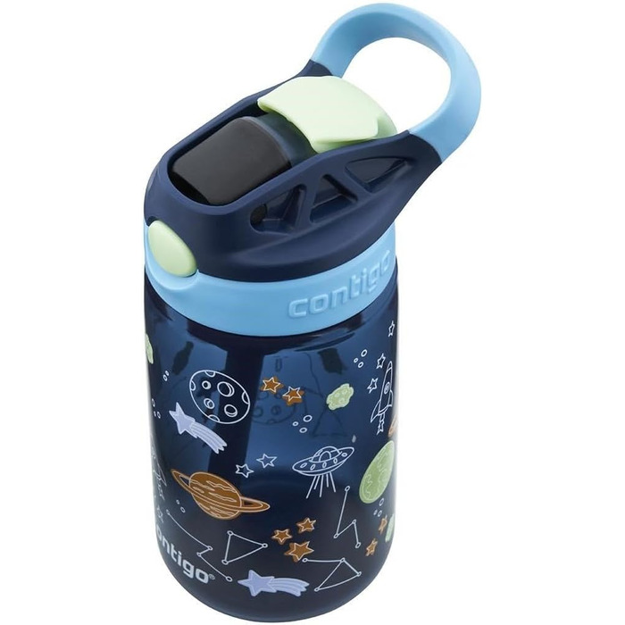 Дитяча пляшка для води Contigo Easy Clean Autospout із трубочкою, 420 мл, синя, пластикова, без BPA, 100% герметична, легке очищення, для школи, садка та спорту