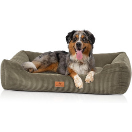 Ліжко для собак Knuffelwuff Olivia XL з кордура, 105x75 см, хакі, знімний чохол, придатний для прання, для великих, середніх і малих собак