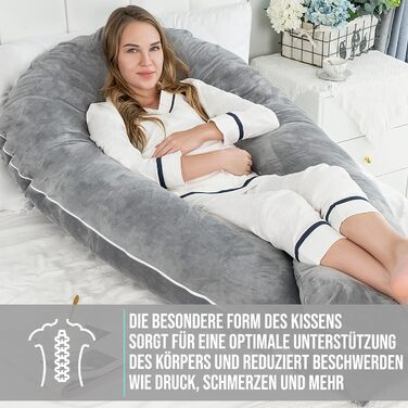 Подушка для вагітних XXL 280 см з чохлом, ортопедична подушка для сну на боці, боді-подушка, подушка для годування