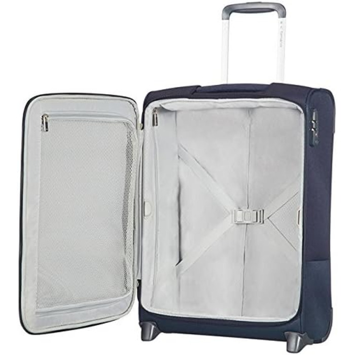 Валіза Samsonite Base Boost Spinner M, розширювана, 66 см, 67,5/73,5 л, чорна/синя, дорожня валіза на колесах