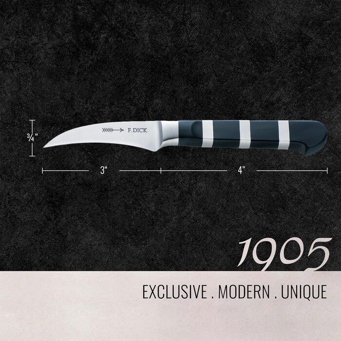 Ніж для овочів F. Dick 1905, лезо 7 см, нержавіюча сталь X50CrMoV15, 56 HRC