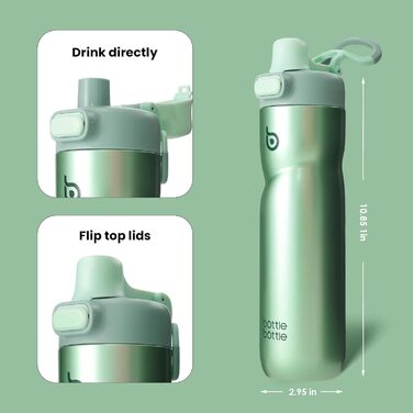 Термос пляшка для води BOTTLE BOTTLE 680 мл з ручкою та клапаном, герметична, для спорту, подорожей, велоспорту, зелена