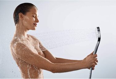 Душова лійка hansgrohe Croma Select E, водозберігаюча, 3 режими струменя, антивапняна, біла/хром