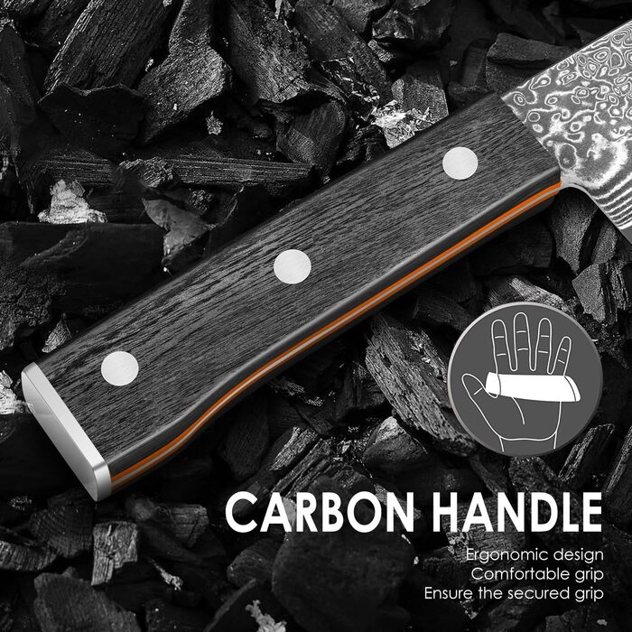 Професійний кухонний ніж Kiritsuke з дамаської сталі VG10, 67 шарів, ручка з епоксидної смоли, серія D08