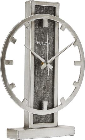 Настільний годинник Bulova B1864 Silver Streak, срібний металевий корпус, сучасний дизайн