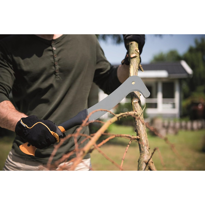Мачете Fiskars WoodXpert XA3 50,5 см, антипригарне покриття, загартована сталева лезо, скловолоконна ручка, з чохлом, чорний/помаранчевий