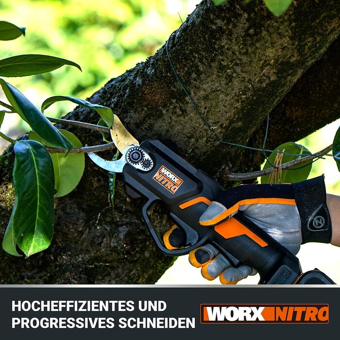 Електричний акумуляторний сучкоріз Worx NITRO WG330E.9 20В, безщітковий двигун, без акумулятора і зарядного, чорний/помаранчевий