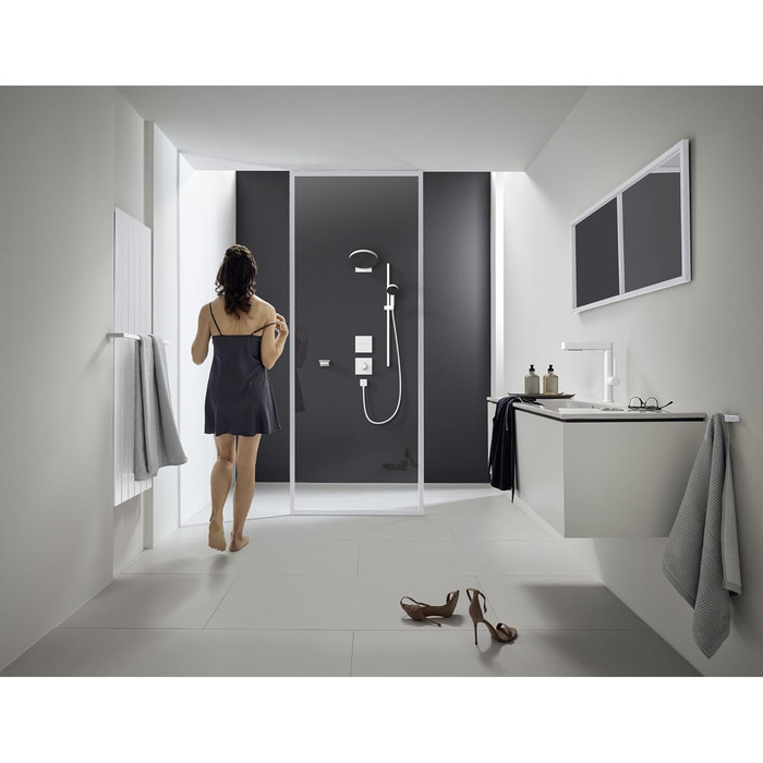Hansgrohe Pulsify Select S Душовий набір, водозберігаюча ручна лійка з трьома режимами, шланг 0,9 м, настінне кріплення, матовий білий