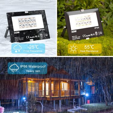 Світлодіодний RGB прожектор ChangM 30 Вт, 4 шт, Bluetooth-керування через додаток, 16 мільйонів кольорів, IP66 водонепроникний вуличний світильник для саду, фасаду, настрою