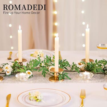 Набір золотих металевих свічників Romadedi для тонких і стовпчикових свічок, 12 шт — вінтажні тримачі для декору весілля, святкового столу, Різдва, вітальні, адвенту